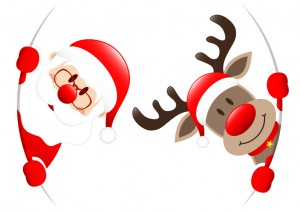 Rudolph & Santa Round Banner Inside