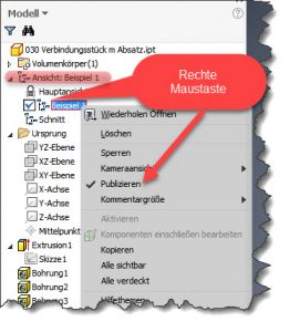 Ansicht definieren und Publizieren aktiv